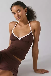 Motel Elspe Plunging Halter Crop Top