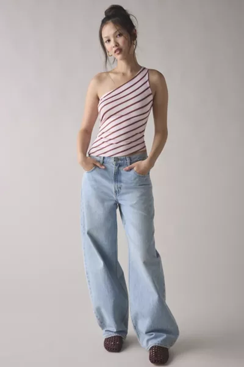 Motel Uberta Asymmetric Jersey Knit One-Shoulder Top