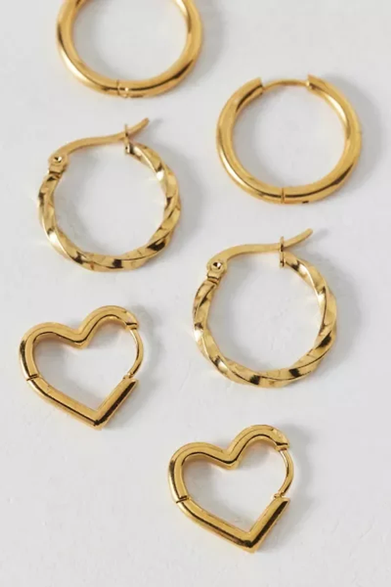 Waterproof Heart Hoop Earring Set
