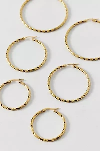 Thin Twist Waterproof Hoop Earring Set