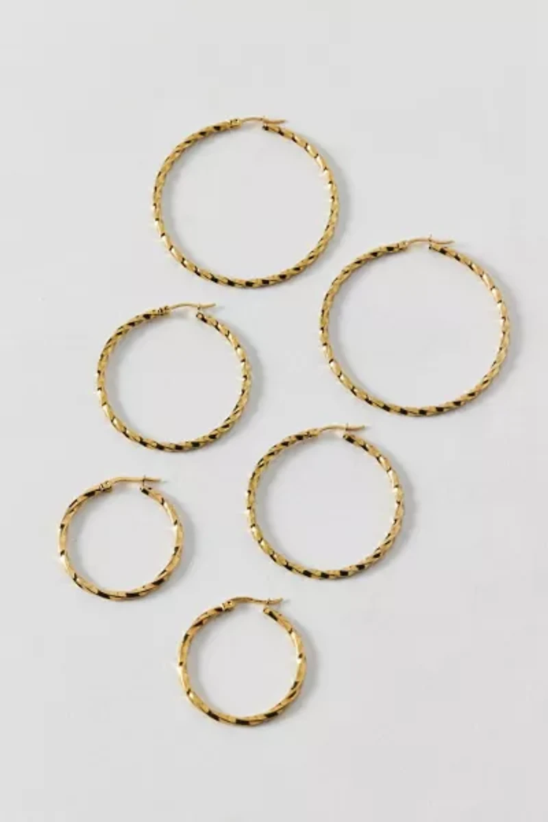 Thin Twist Waterproof Hoop Earring Set