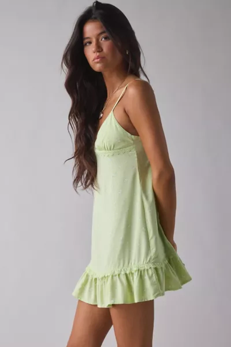 Motel Tavita Lace Trim Ruffle Cami Mini Dress