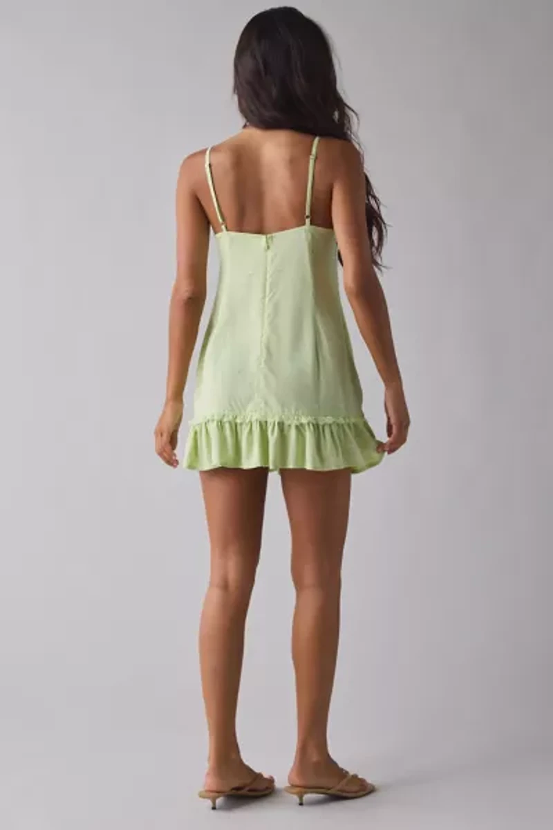 Motel Tavita Lace Trim Ruffle Cami Mini Dress
