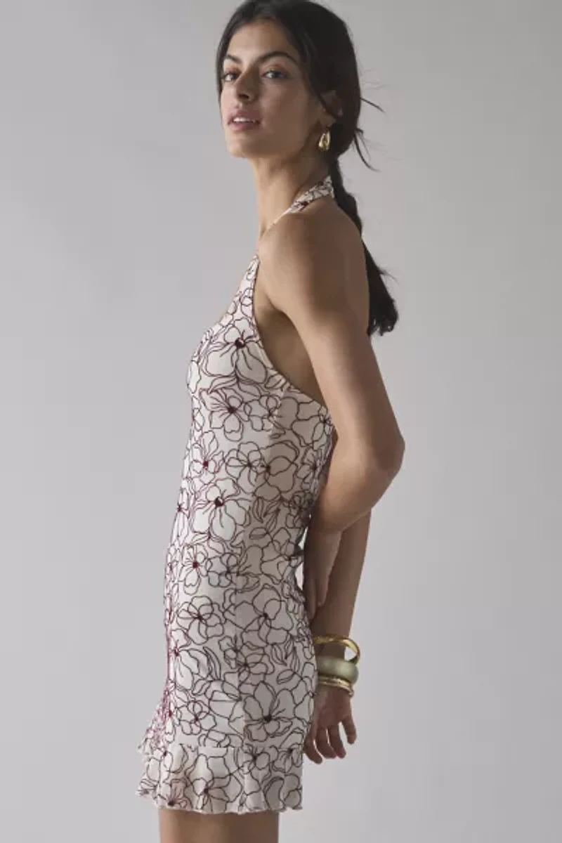 Motel Broly Square Neck Halter Mini Dress
