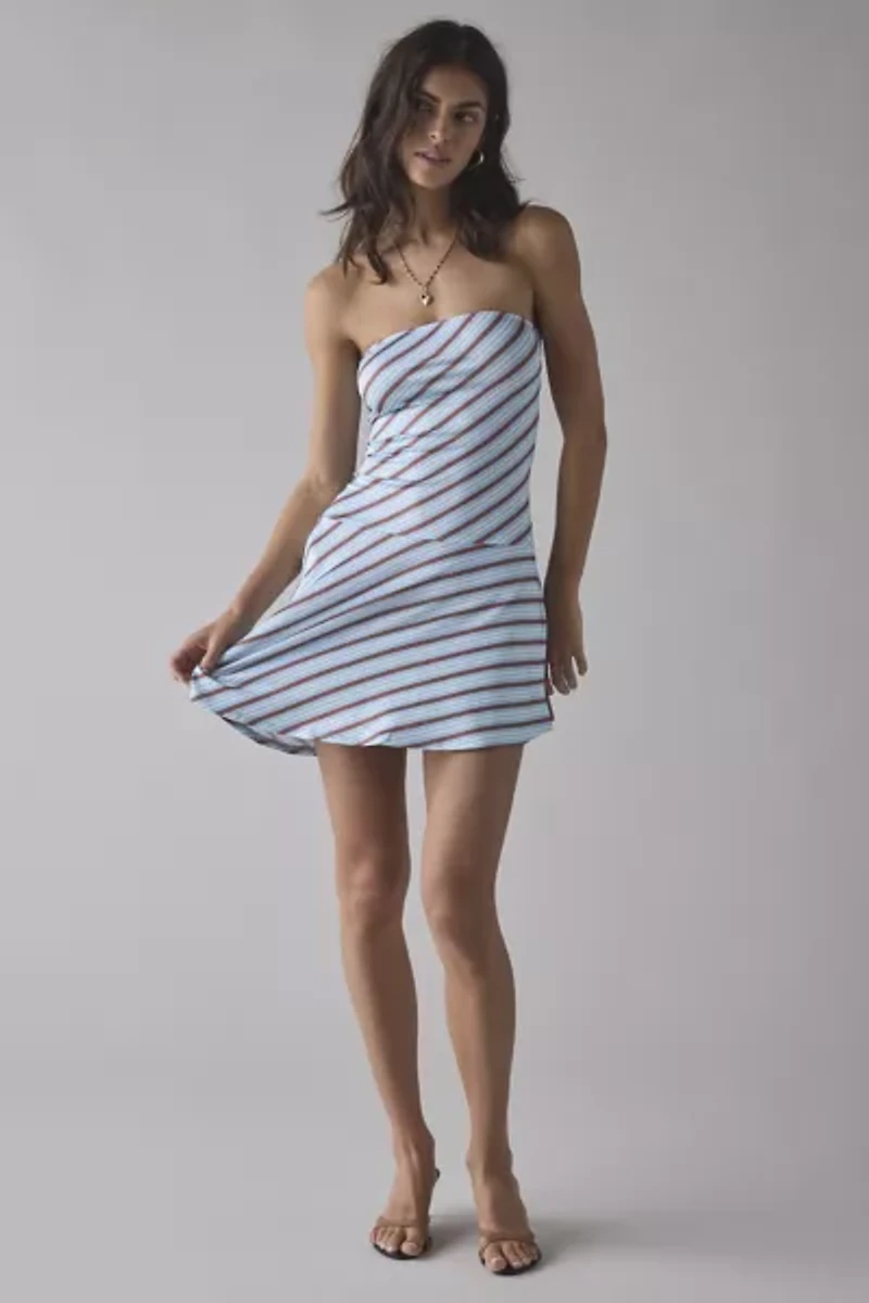 Motel Kagari Strapless Asymmetric Drop Waist Mini Dress