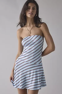 Motel Kagari Strapless Asymmetric Drop Waist Mini Dress