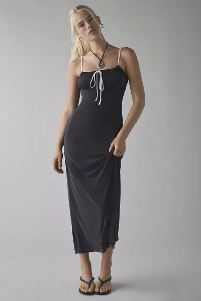UO Cayla Cupro Tie-Front Slip Midi Dress