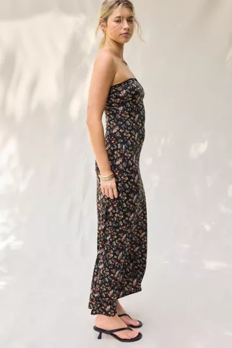 UO Alexis Printed Knit Strapless Tube Maxi Dress