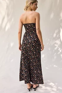 UO Alexis Printed Knit Strapless Tube Maxi Dress