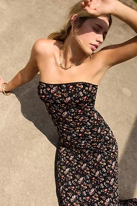 UO Alexis Printed Knit Strapless Tube Maxi Dress