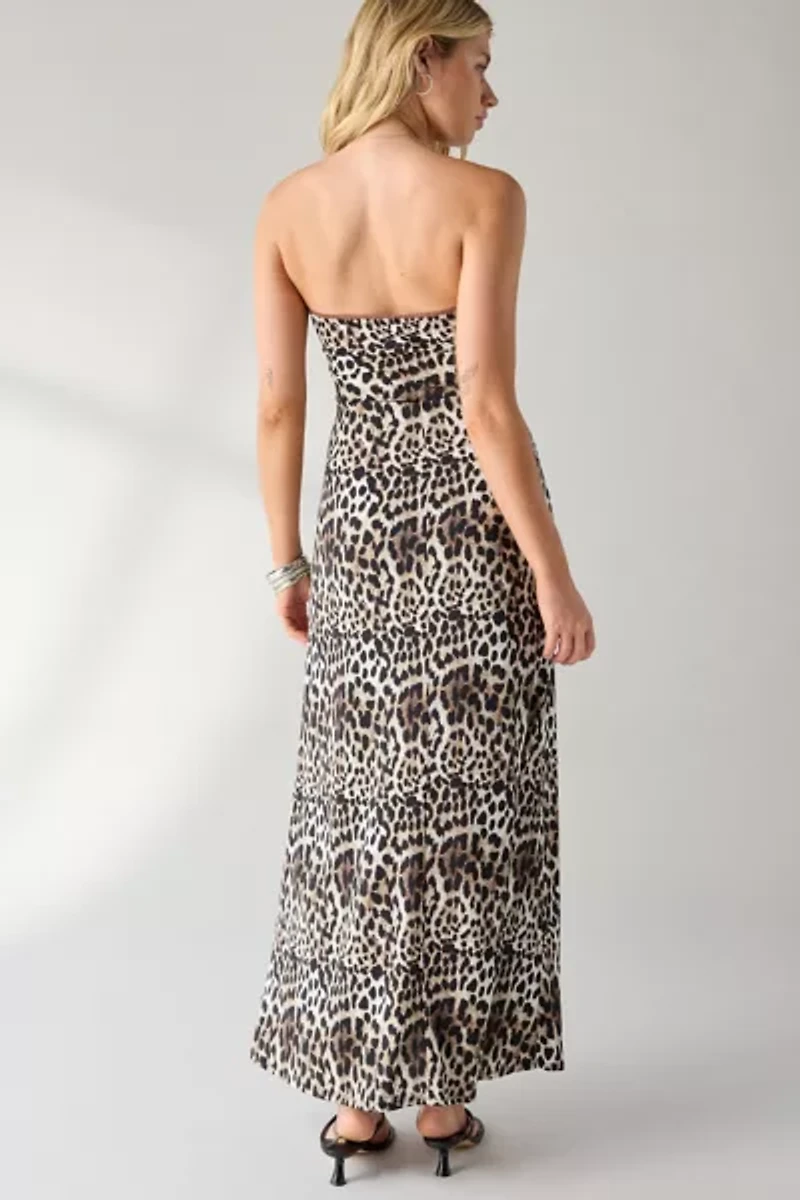 UO Alexis Printed Knit Strapless Tube Maxi Dress