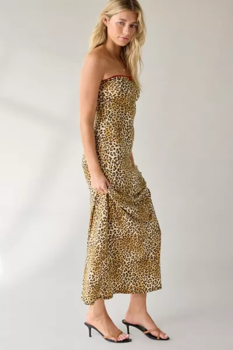 UO Alexis Printed Knit Strapless Tube Maxi Dress