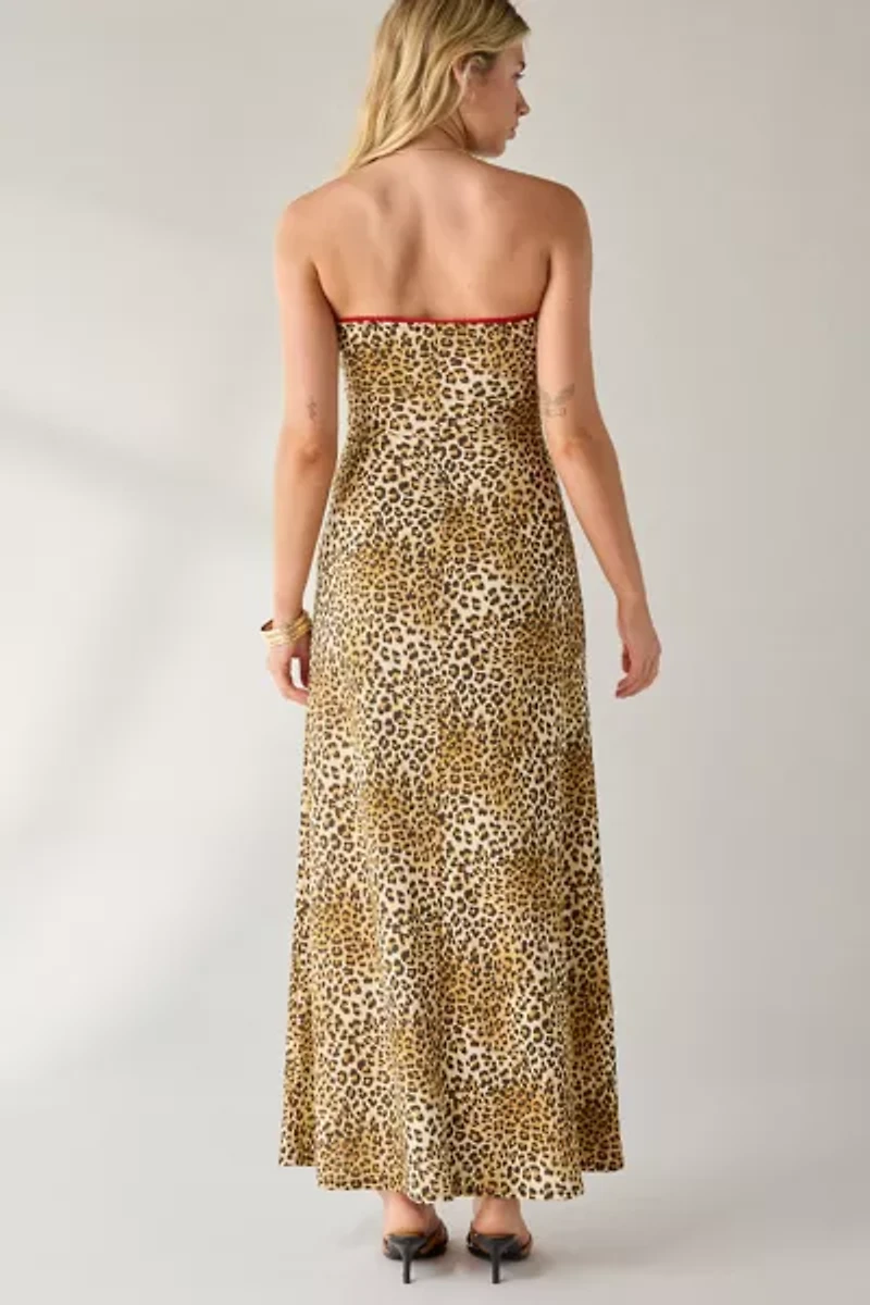 UO Alexis Printed Knit Strapless Tube Maxi Dress