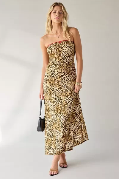 UO Alexis Printed Knit Strapless Tube Maxi Dress