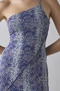 Kimchi Blue Odessa Asymmetric One-Shoulder Mesh Midi Dress