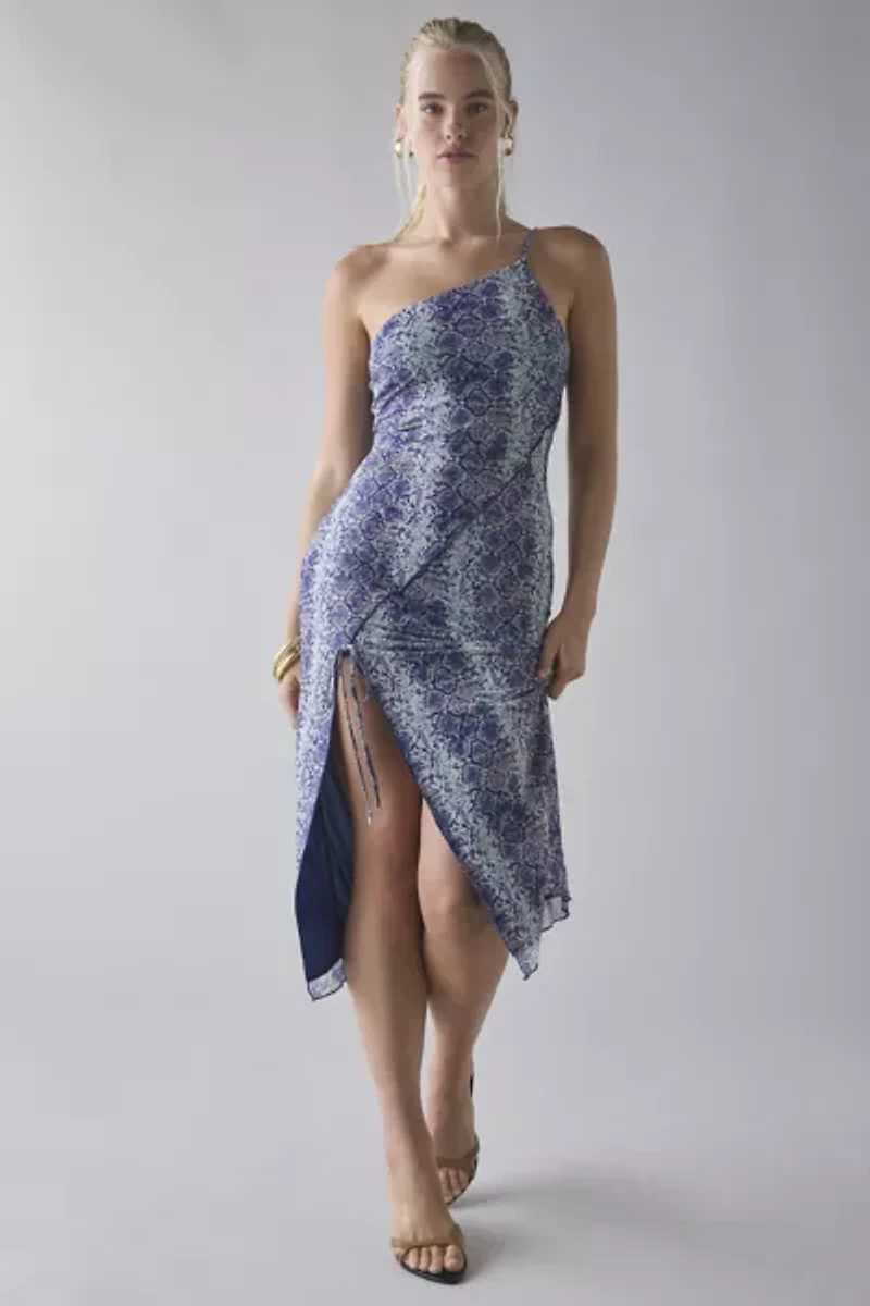 Kimchi Blue Odessa Asymmetric One-Shoulder Mesh Midi Dress