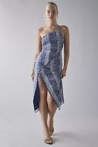 Kimchi Blue Odessa Asymmetric One-Shoulder Mesh Midi Dress