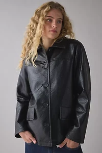 UO Sydney Faux Leather Oversized Dad Jacket