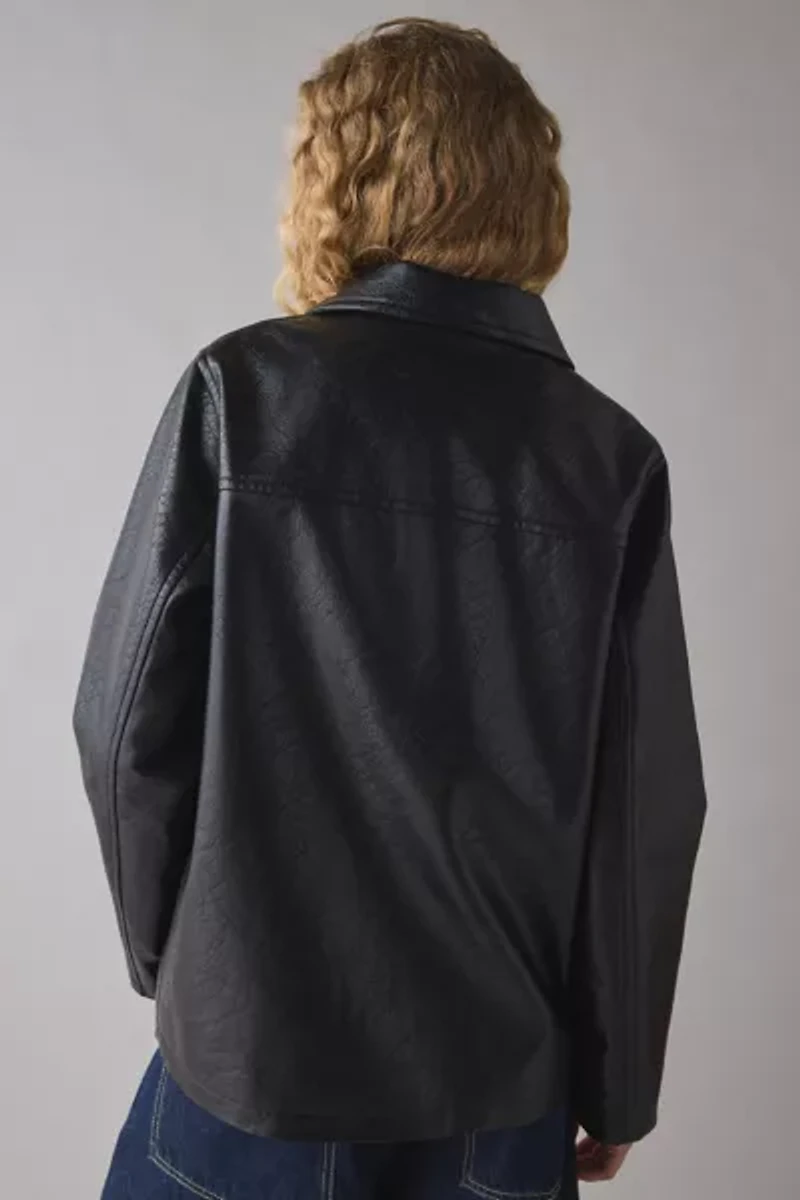 UO Sydney Faux Leather Oversized Dad Jacket