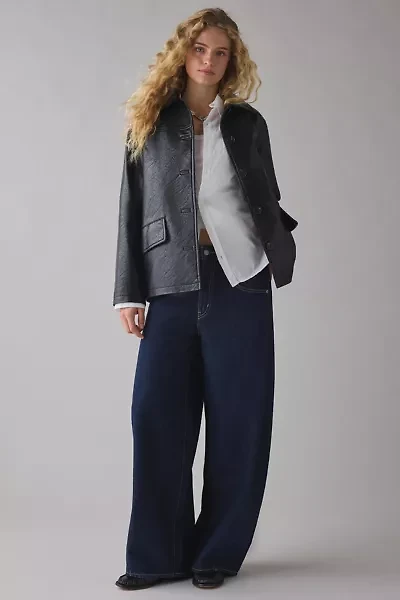 UO Sydney Faux Leather Oversized Dad Jacket