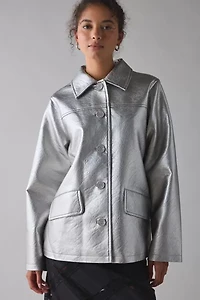 UO Sydney Faux Leather Oversized Dad Jacket