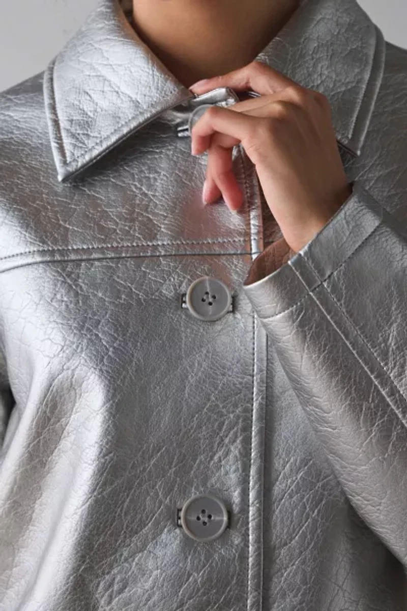 UO Sydney Faux Leather Oversized Dad Jacket