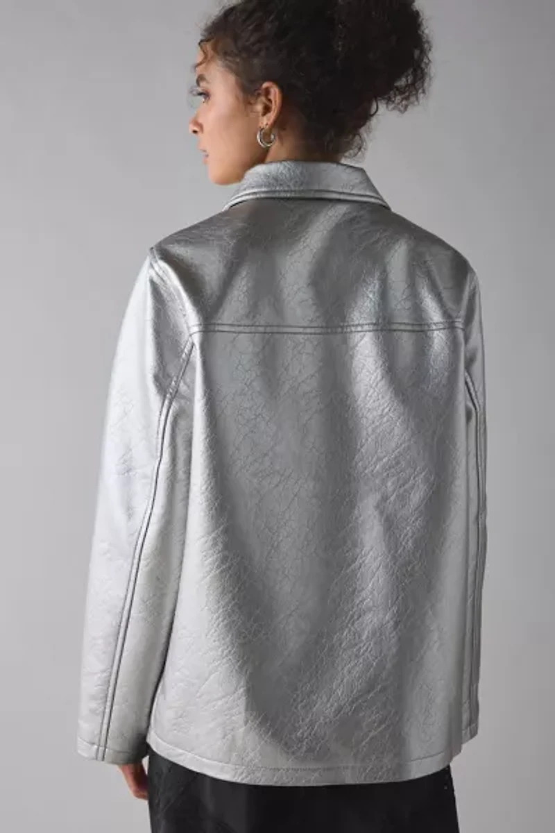 UO Sydney Faux Leather Oversized Dad Jacket
