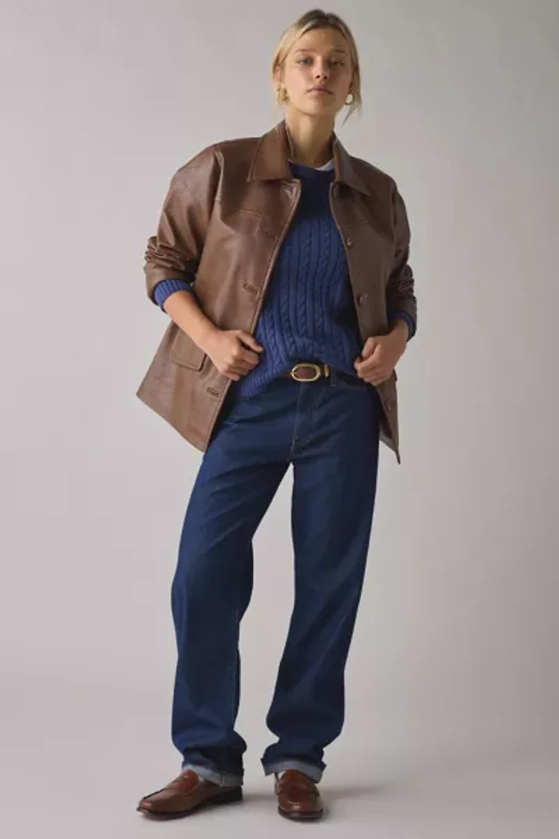 UO Sydney Faux Leather Oversized Dad Jacket