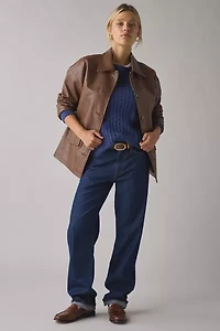 UO Sydney Faux Leather Oversized Dad Jacket