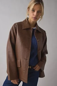 UO Sydney Faux Leather Oversized Dad Jacket