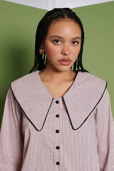 Ghospell Dara Oversized Collar Striped Shirt