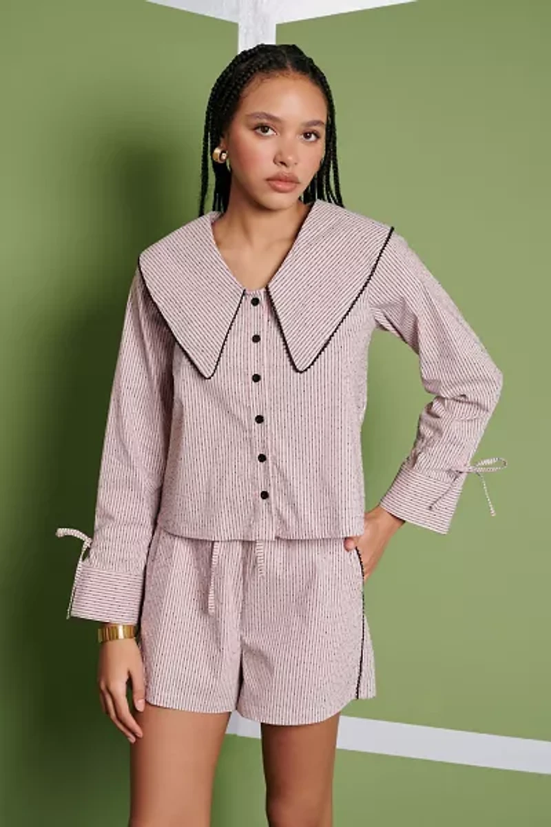 Ghospell Dara Oversized Collar Striped Shirt