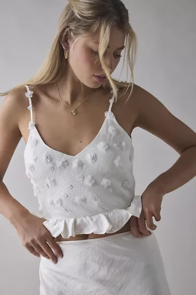 Sister Jane Forget Me Not Beaded Floral Appliqué Cami Top