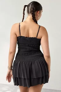 UO Heide Smocked Drop Waist Mini Dress