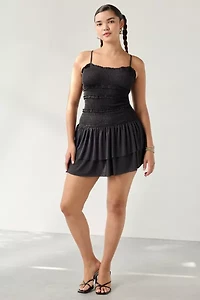 UO Heide Smocked Drop Waist Mini Dress