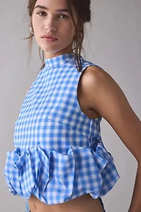 Sister Jane Lavender Gingham Ruffle Crop Top