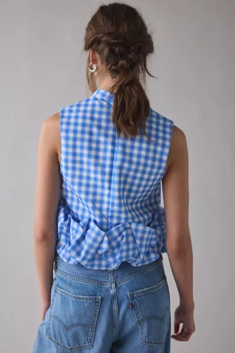 Sister Jane Lavender Gingham Ruffle Crop Top