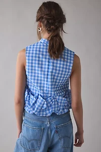 Sister Jane Lavender Gingham Ruffle Crop Top