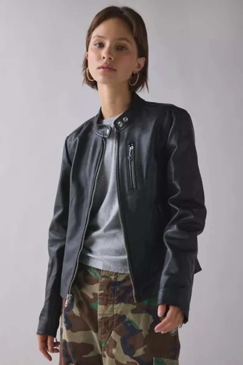 Schott Lambskin Leather Moto Jacket