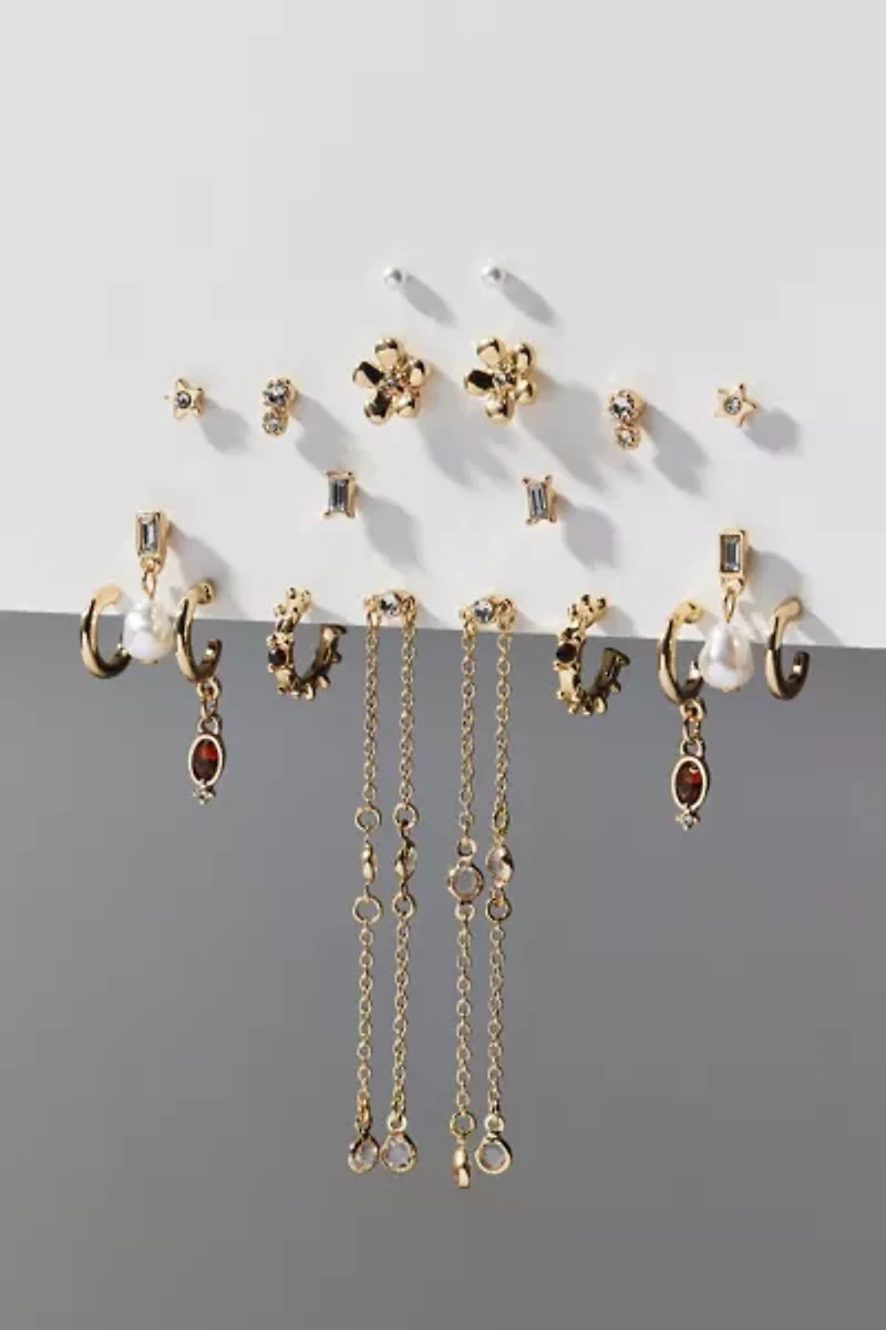 Poppy Rhinestone Post And Hoop Earring Set
