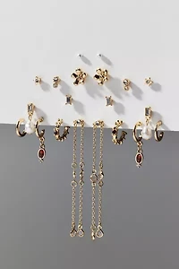 Poppy Rhinestone Post And Hoop Earring Set