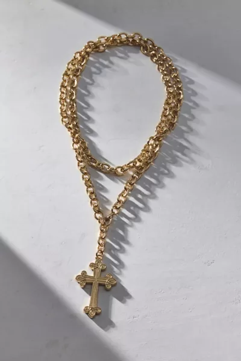 Christa Cross Pendant Wrap Necklace