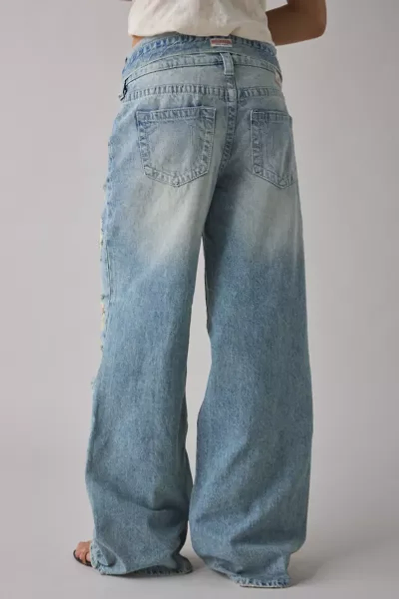 True Religion Bobbi Double Waistband Distressed Baggy Jean