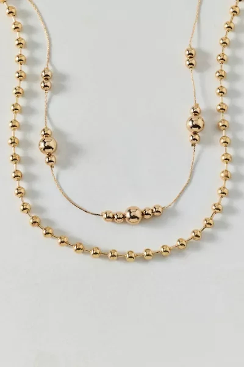 Sasha Metal Ball Bead Layering Necklace Set