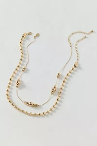 Sasha Metal Ball Bead Layering Necklace Set