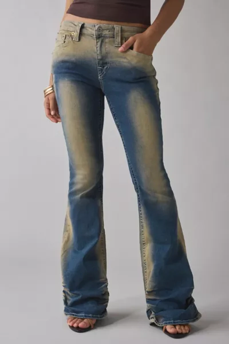 True Religion Ruched Mid-Rise Flare Jean