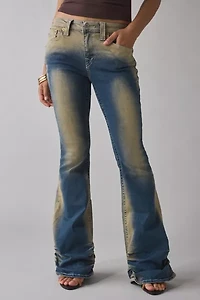 True Religion Ruched Mid-Rise Flare Jean
