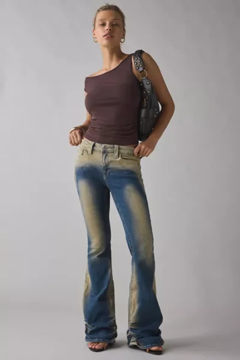 True Religion Ruched Mid-Rise Flare Jean