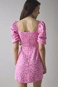 Glamorous Candy Pink Floral Puff Sleeve Mini Dress