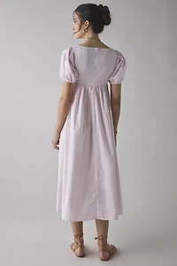 Glamorous Blush Cotton Puff Sleeve Babydoll Midi Dress